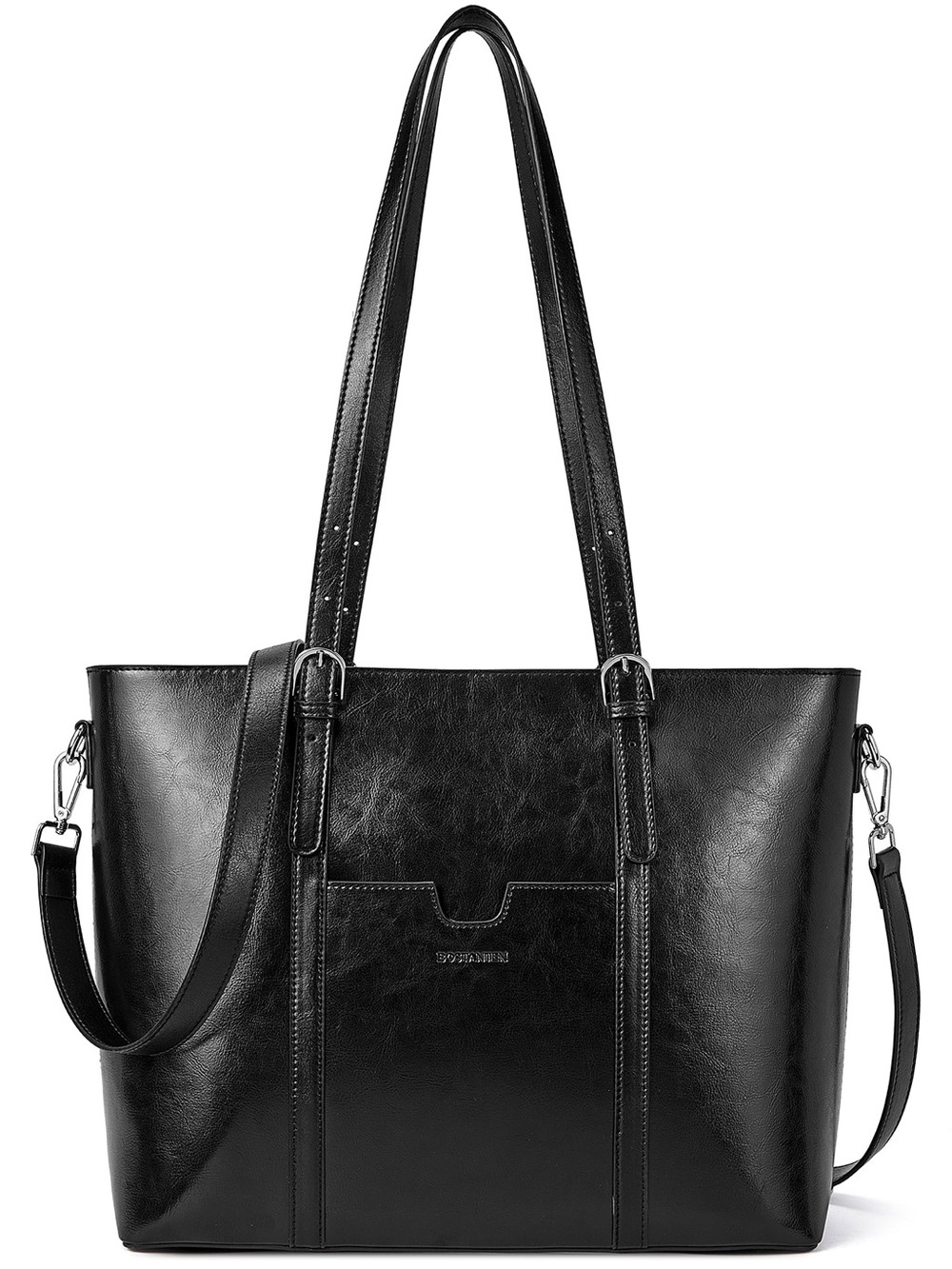 Bostanten Carol Women Work Tote Bag 15.6'' Laptop Black Leather